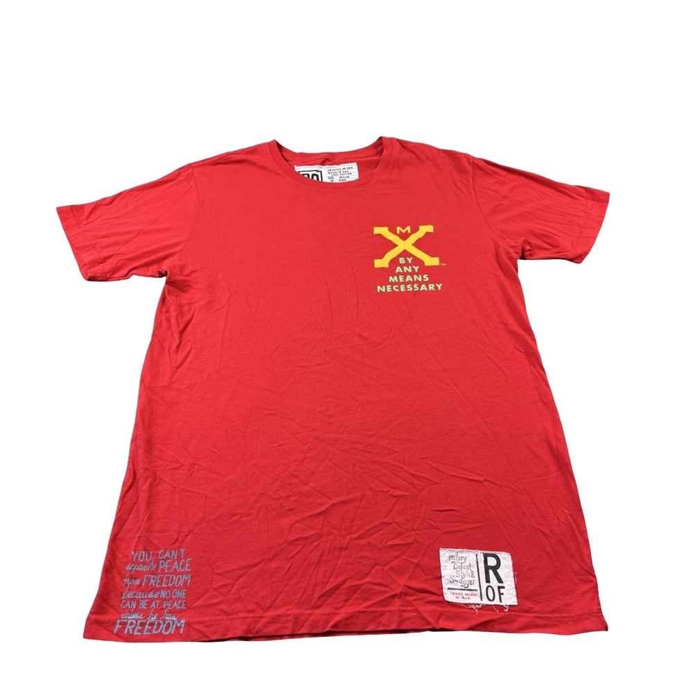 Roots of Fight Shirt Mens M Red Short Sleeve Malcom X Tee Crewneck History